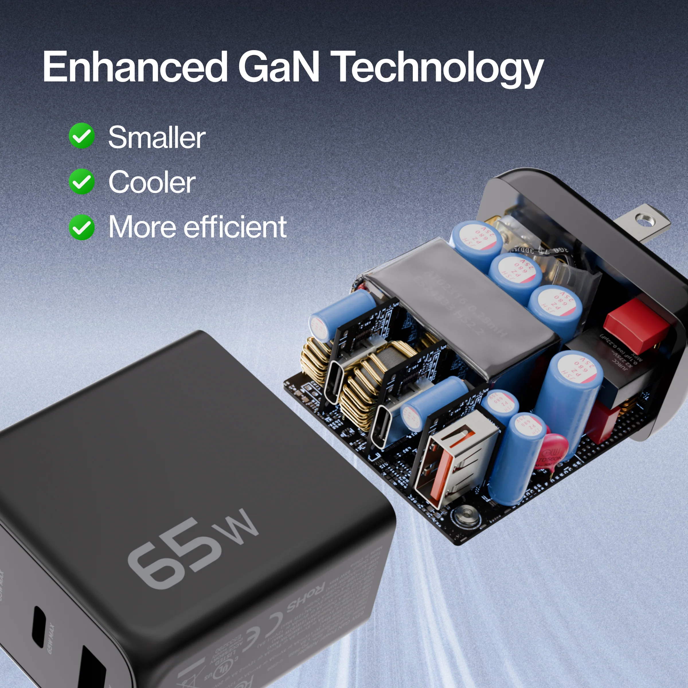 65W GaN Charger Global | Includes 3 International Plug Adapters (EU, UK, AU) - Image 5